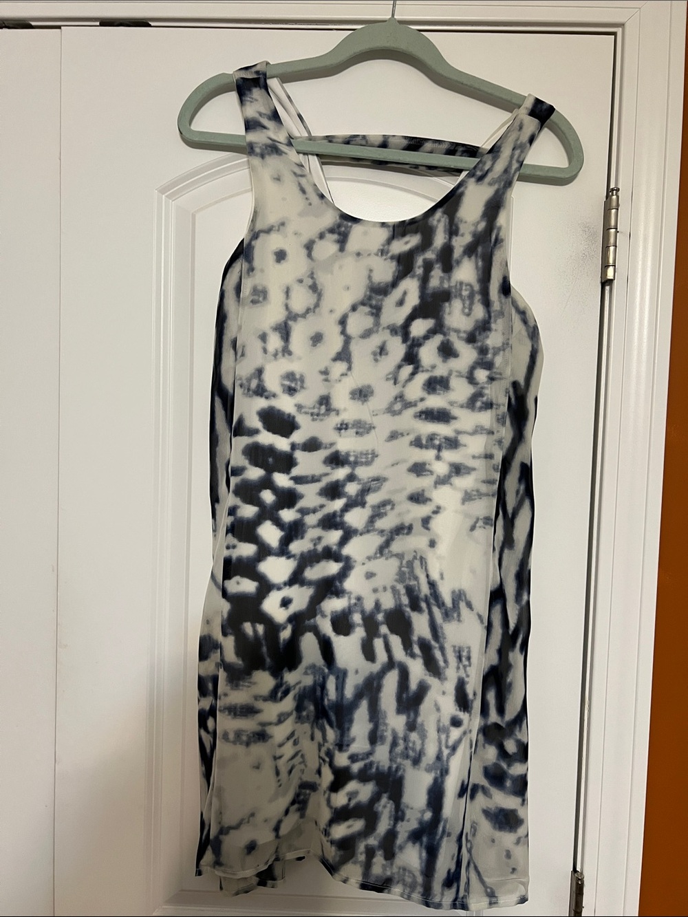 Paper Crane Navy & White Tie-Dye Tank Midi Dress with Strappy Back